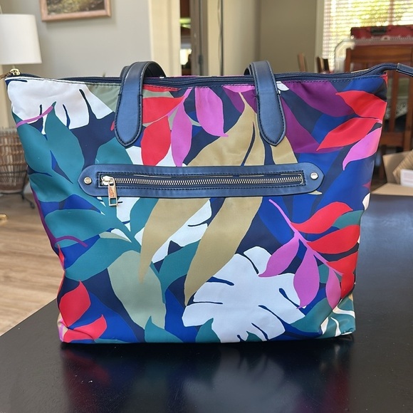 Hawaiian floral fern colorful pattern tote shoulder bag - Picture 1 of 14